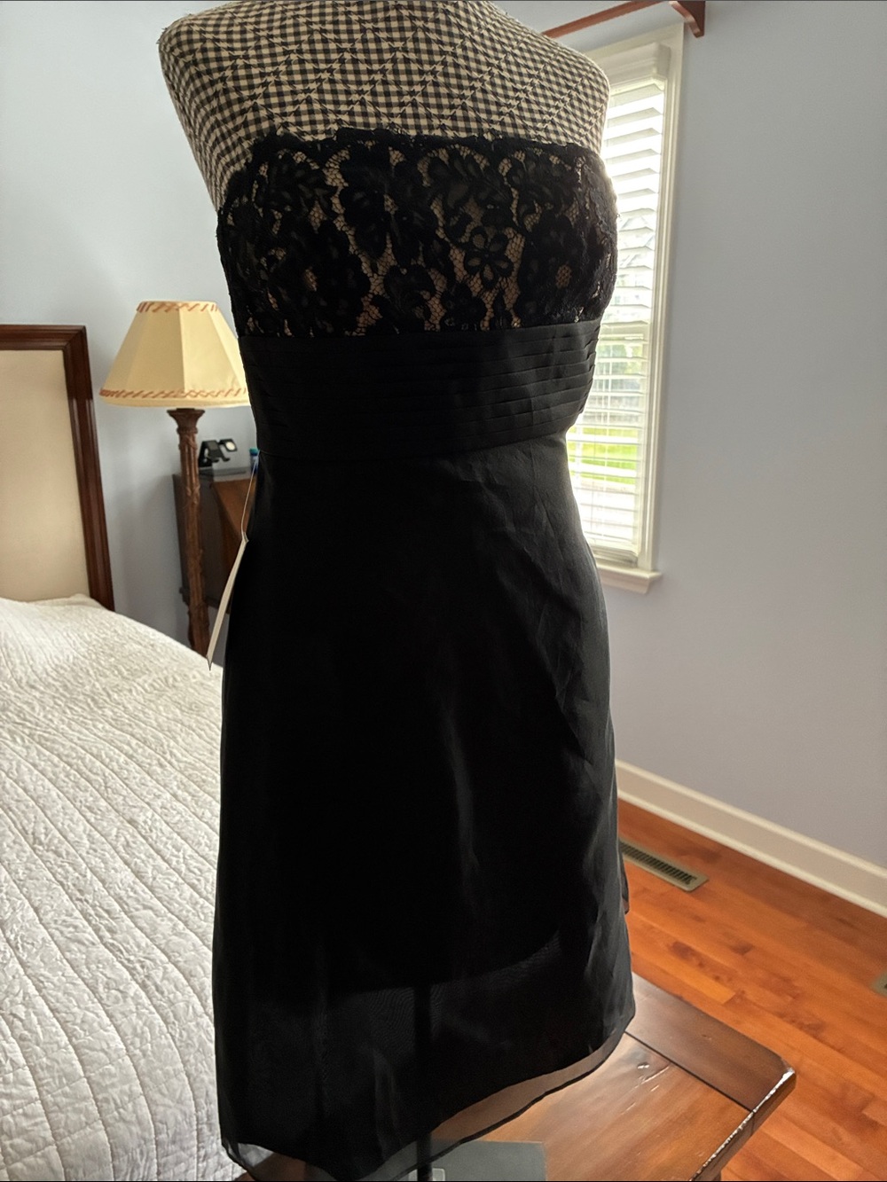 Ann Taylor Black Strapless Lace-Bodice Cocktail Dress